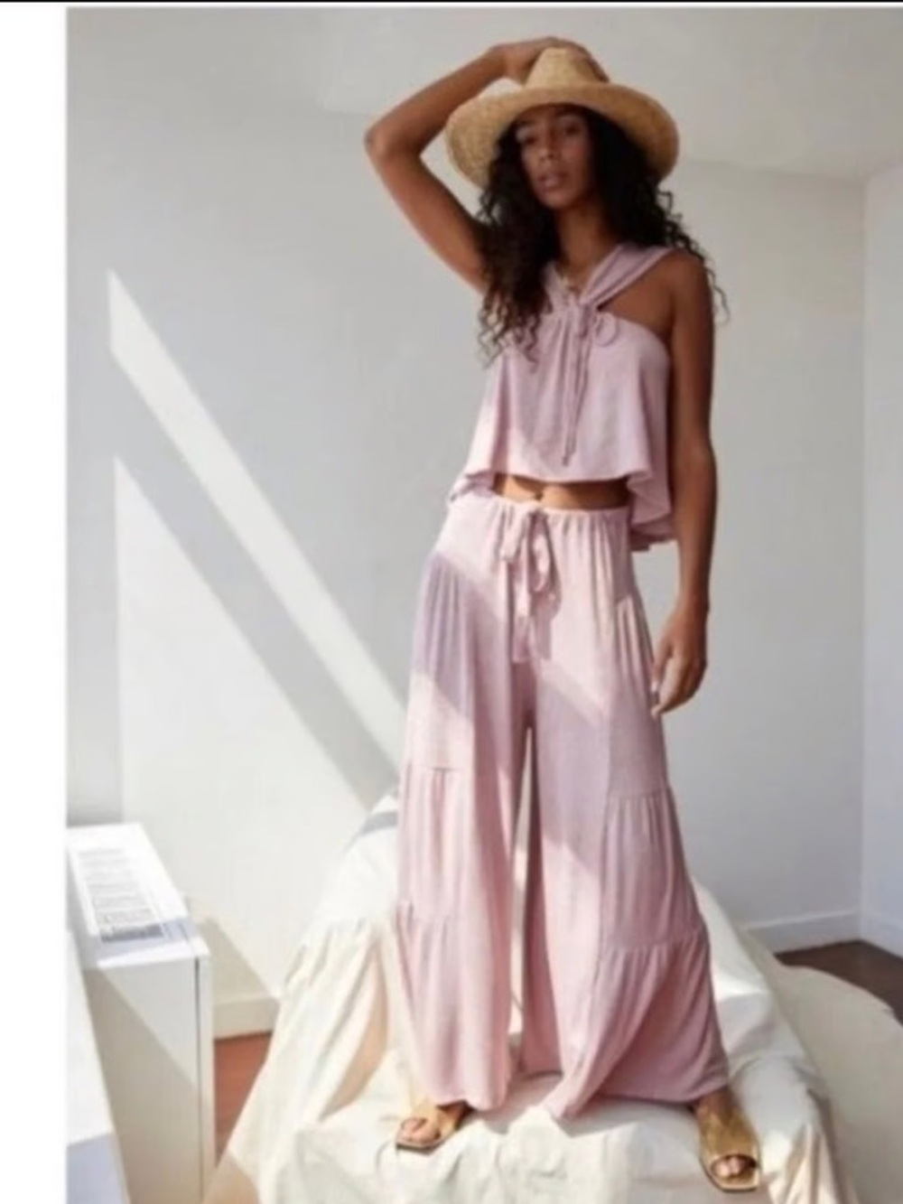 Free People Dusty Rose Ribbed Set